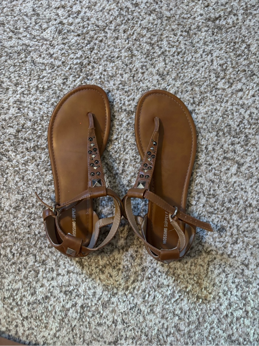 Brown Studded T-Strap Women's Sandals by Mossimo